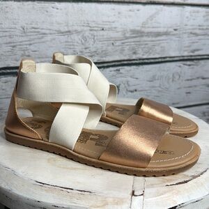 Sorel Gold and Natural Sandals with Modern Design